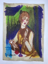 Gerda Wegener COA Art Painting Original Drawing Vintage Paper Signed