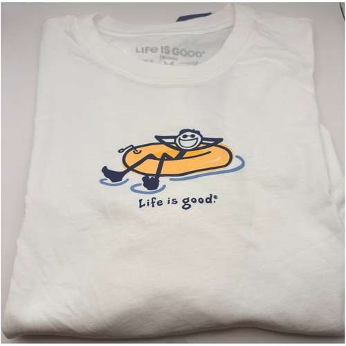 Life is Good Mens Crusher Tee Inner Tube Jake Graphic T-Shirt White Medium NWT
