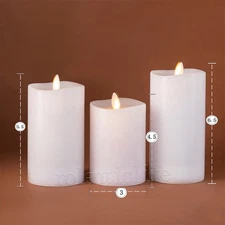 Luminara Flameless Unscented Pillar Wax LED Candles white with Timer 3X4" 5" 6"