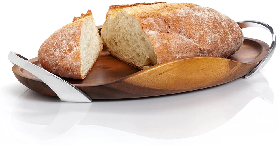 Nambe Bella Wood Handled Tray18.3" x 10" x 2.5" - Image 3 of 4