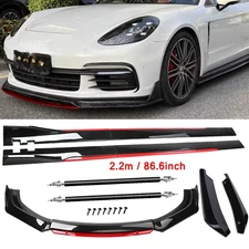 Front Bumper Lip Spoiler Splitter Side Skirt Glossy Black For Porsche Panamera U