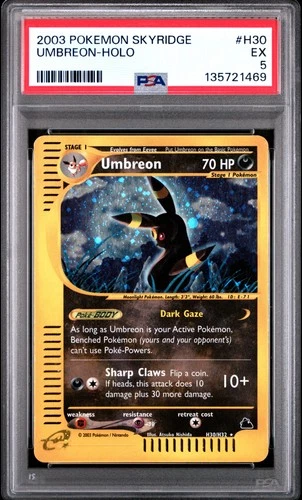 2003 POKEMON SKYRIDGE #H30 UMBREON-HOLO PSA 5
