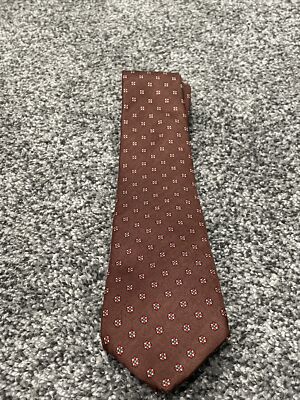 Stanford Silk Neck Tie Brown Geometric