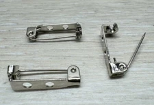 144 Stainless Steel Brooch Safety Pin Backs Clasp 2-Hole Bar .75” 3/4” 19mm USA