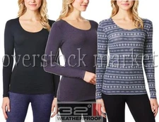 Womens Weatherproof 32 Degrees Heat Base Layer Long Sleeve Scoop Neck Top! 