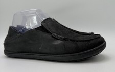 Olukai Moloa Boys Youth Black Leather Slip On Casual Loafers Size 4 See Photos