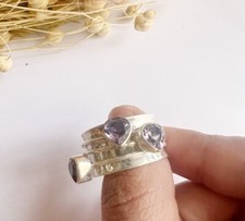 Amethyst Spinner Ring For Women 925 Sterling Silver Ring For Wedding Anniversary
