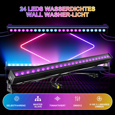 192W Wasserdicht IP65 Strobe 24 LED RGB DMX Wall Washer Bühnenlicht Partylicht