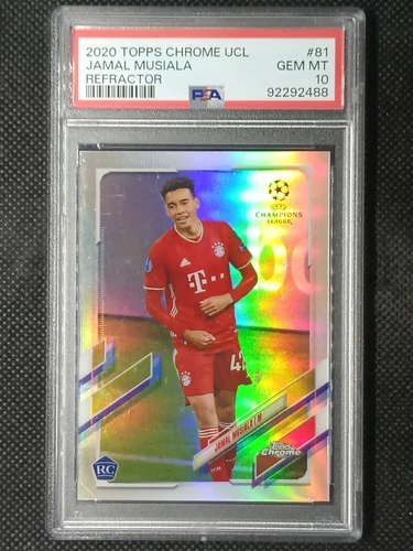 Jamal Musiala 2020-21 Topps Chrome UEFA Refractor SP Rookie RC PSA 10