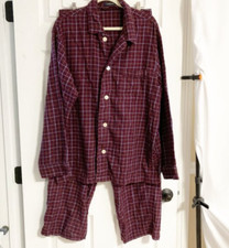 Lands' End 100 Cotton Flannel PJ Set Plaid Size L