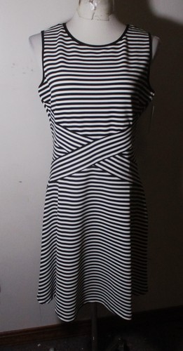TRULLI White Black Stretch Sleeveless Dress Women's Size L NWT $60.00