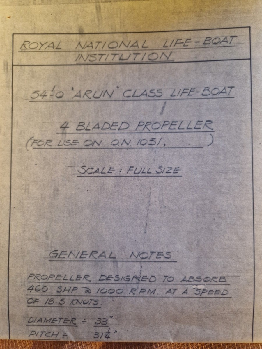 Original RNLI Arun Class 4 Bladed Propeller Blueprint Poole Dorset | eBay UK