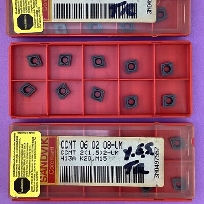 10pc SANDVIK  CCMT  060208-UM   CCMT 2(1.5)2-UM  Carbide Inserts H13A Machinist
