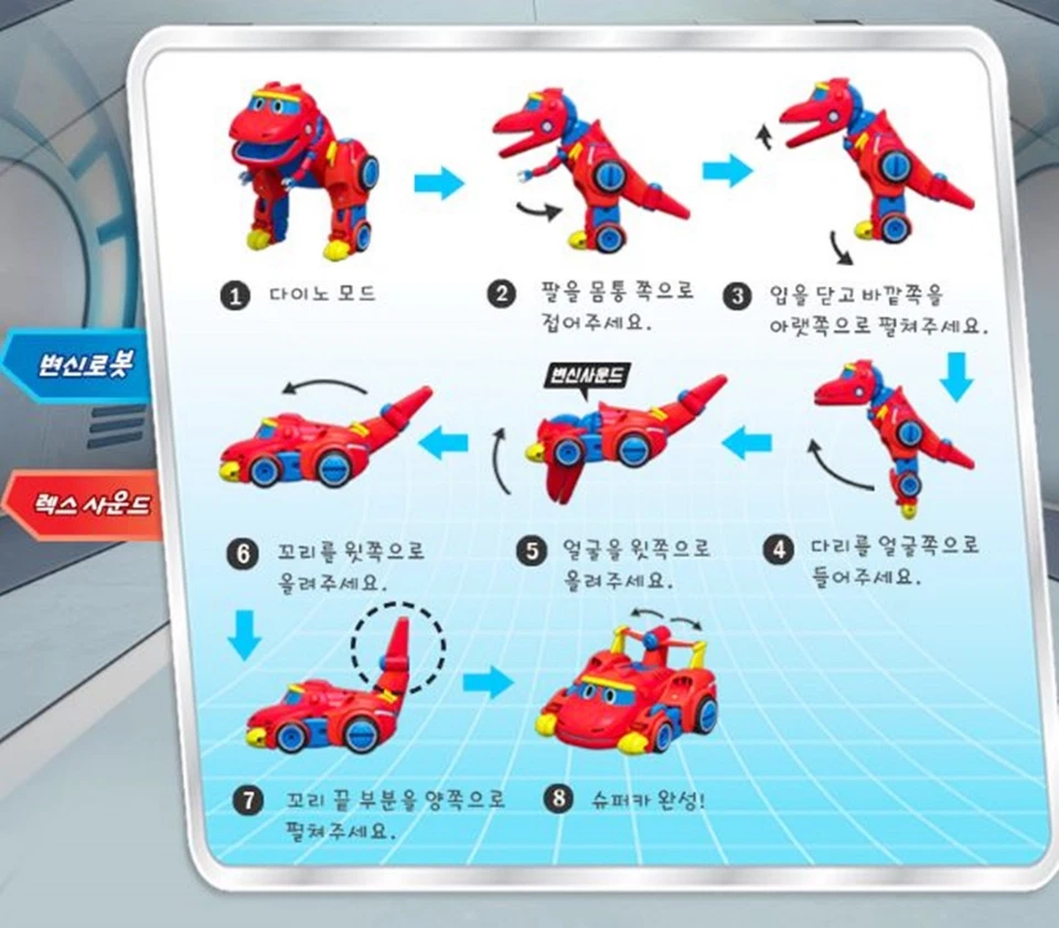 Gogo Dino Sound REX DX (6"/Big) Red Dinosaur Transformer Super Car Robot Toy - Image 4 of 4