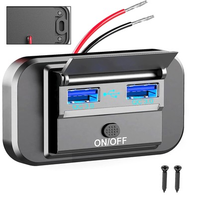 12-24V RV USB Wall Outlet 18W QC 3.0 Car Charger Socket Adapter Panel With LED