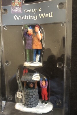 Lemax Christmas Village Figurines Wishing Well 2 Figures Couple Child Well Lot