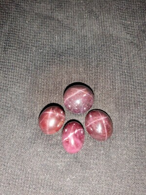 4 Pcs Oval Shape Garnet 6 Rays Cabochon Natural Star Loose Gemstone 86.20 Carat