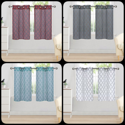 SMALL MULTILAYERS VOILE SHEER FABRIC WINDOW CURTAIN SOLID PANEL 2PC C37