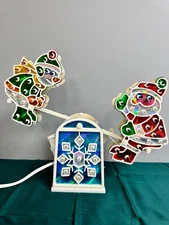Vintage Christmas Santa Snowman Light Up Motorized See Saw Teeter Totter