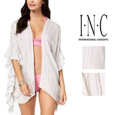 I.N.C. Womens Striped Ruffle Cover-Up