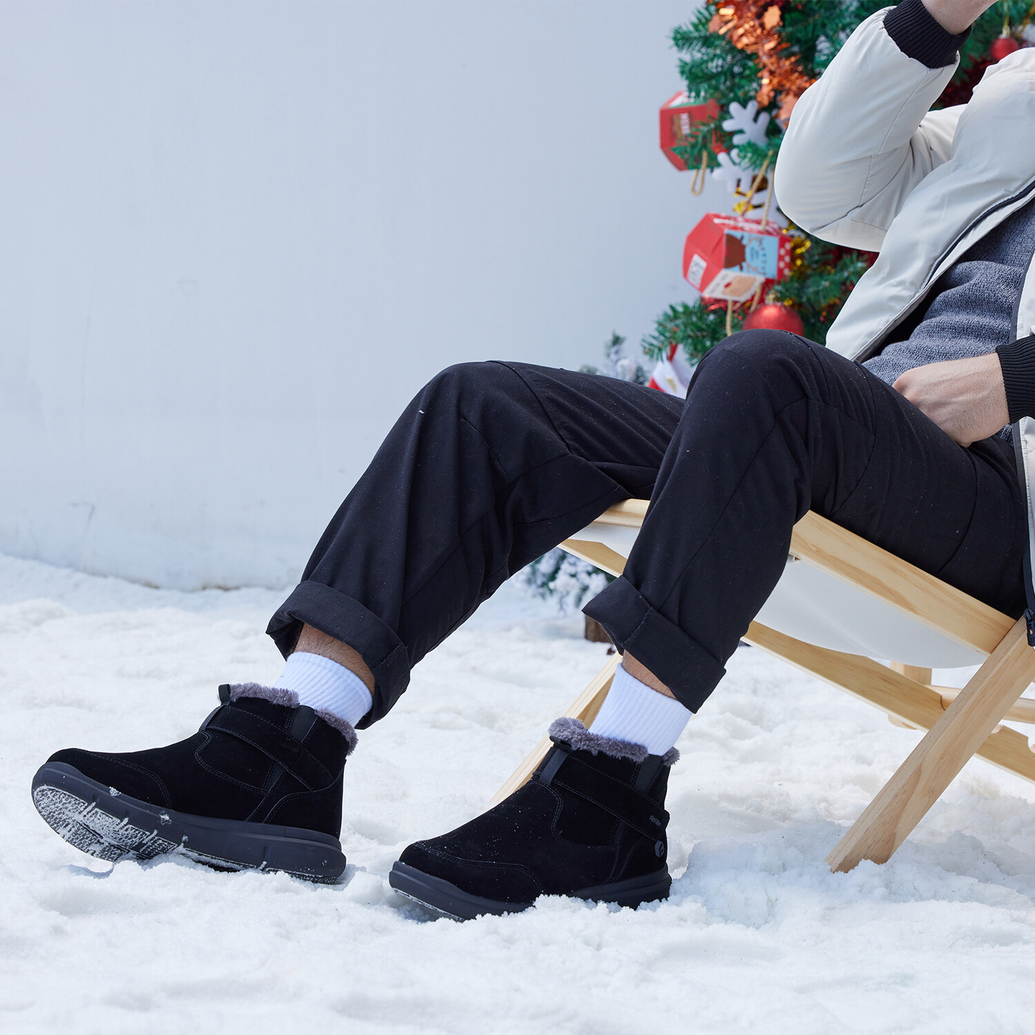 FitVille Men's Winter Boots Wide Fit Fleece Lined Ankle Snow Boots