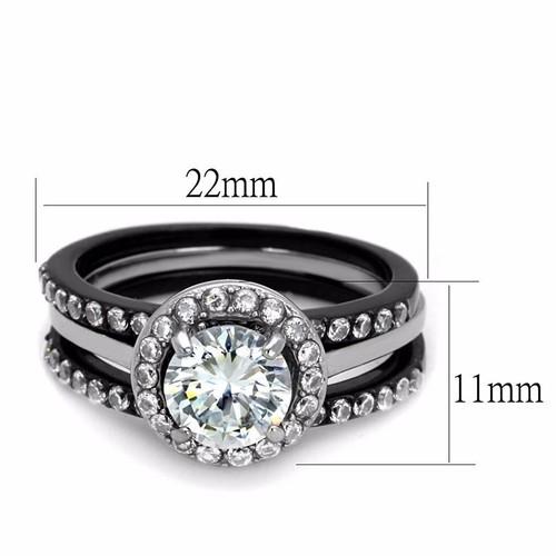 4 PCS Couple Rings Women Stainless Steel CZ Wedding Ring Set Mens Matching Band - Picture 6 of 9