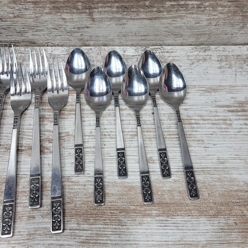 Oxford Hall Stainless Korea Fleur de Lis Flatware 21 Pc Lot VTG - 第 5/6 張圖片