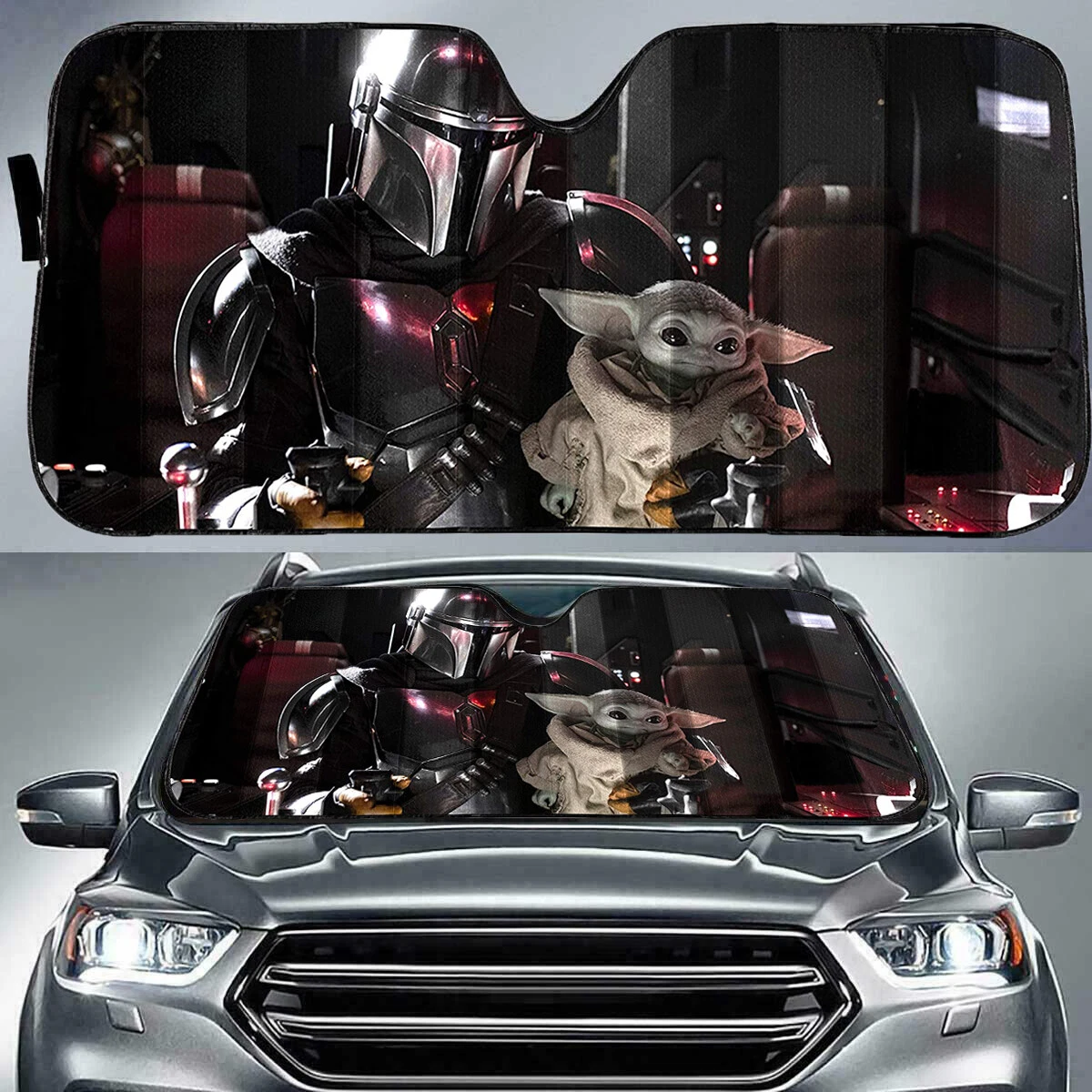 Yoda Mandalorian Star Wars Car Windshield Sun Visor Sun Shade
