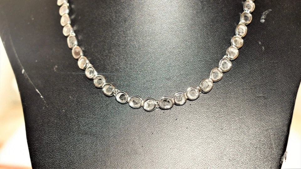 Ожерелье с бриллиантами в горошек, серебро 925 пробы, викторианское, ожерелье для женщин - Изображение 4 из 4