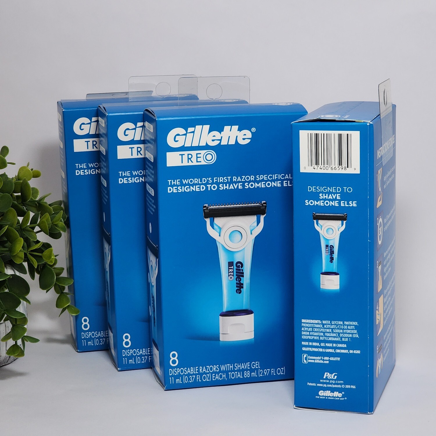 Gillette Razor Box Set Gillette TREO Disposable Razors With Shave Gel 8 Razors per Box - Lot ...