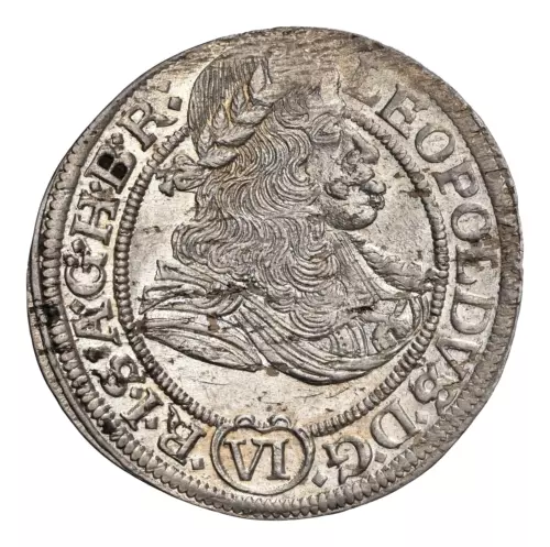 1673-SHS, Austria/Poland, Leopold I. Silver 6 Kreuzer Coin. Breslau! NGC MS-63!