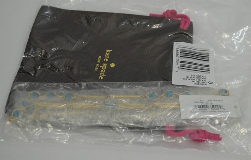 Kate Spade Gold Turquoise Dotted Line Scatter Necklace WBRU4935 NWT long chain - Picture 3 of 3