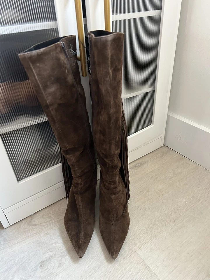 jeffrey campbell boots Brown Suede Fringe Size 6 - Image 2 of 4