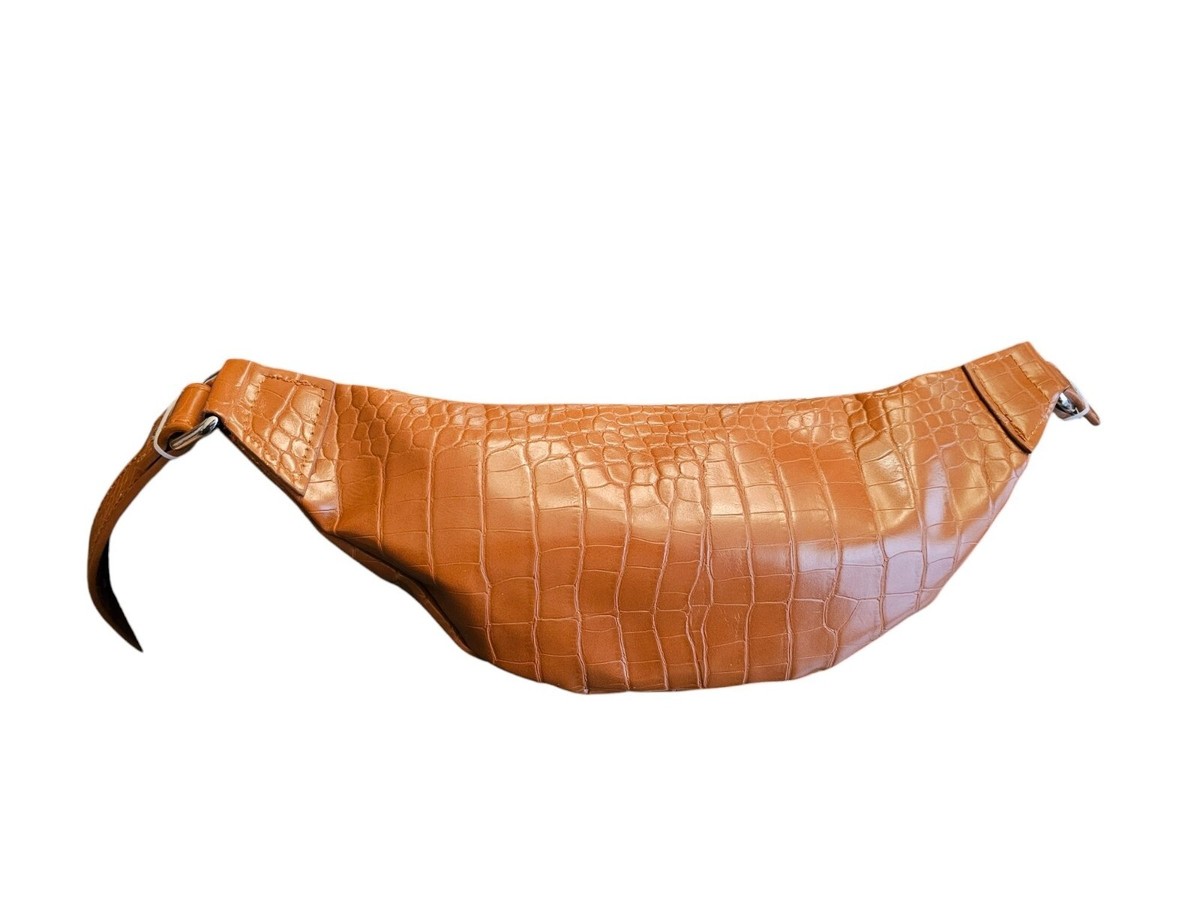 Tan Croc Embossed Belt Bag Tan Brown Croc Leather Belt Bag: Handmade Crossbody Fanny  main image 2