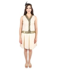 Adult Women's 20's Trendy Flapper Style Short Dress Costume Set, HC-2068