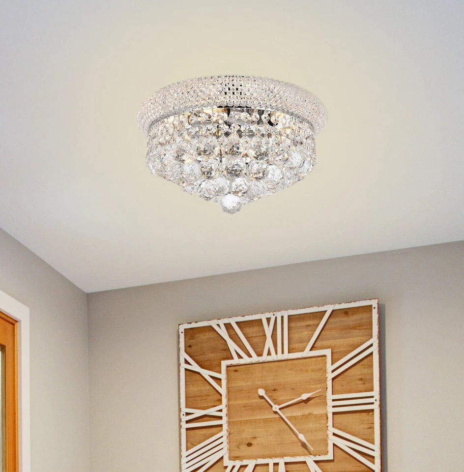 Kitchen Bathroom Bedroom Hallway Crystal Chrome Flush Mount Light Fixture 14" - Image 2 of 4