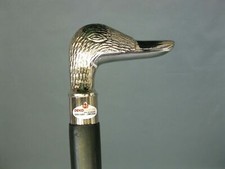 Solid brass duck head handle with black wooden walking stick cane in 2 fold gift
