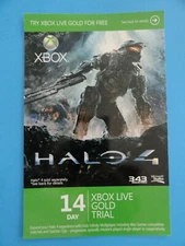 HALO 4 XBOX LIVE GOLD TRIAL CARD 2012 -NO VALUE ON CARD - NO CODES - COLLECTIBLE