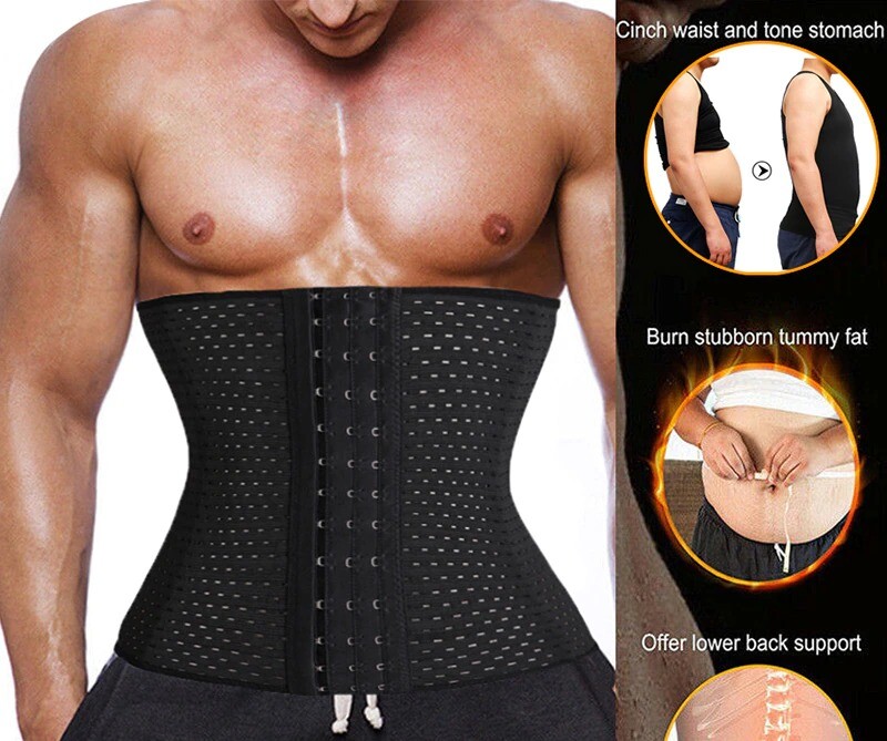 Men's Waist Trainer Corset Tummy Control Belly Belt Fat Burner Slim Body  Shaper