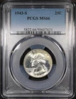 1943-S Washington Quarter graded MS66 by PCGS Gorgeous Gem Quality PQ+