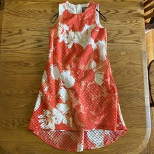 Size 2 - Vince Camuto Dress White Red & Pink Floral Zipper Back