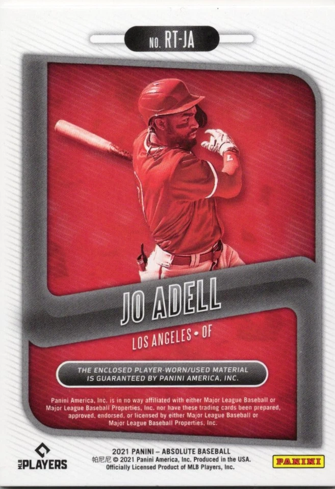 Jo Adell Rookie /99 2021 Panini Absolute Baseball Rookie Threads #RT-JA - Image 2 of 2