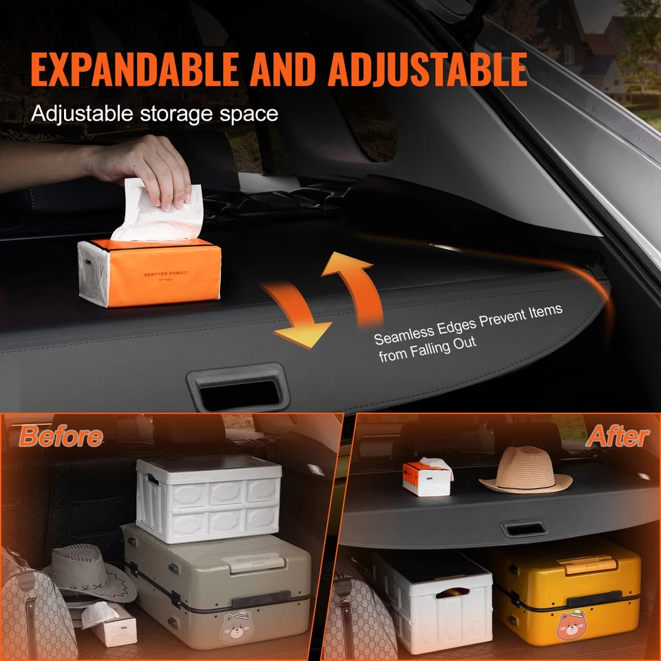 Retractable Trunk Cargo Cover for GMC Terrain + Chevrolet Equinox 2018-2024 - Image 4 of 4