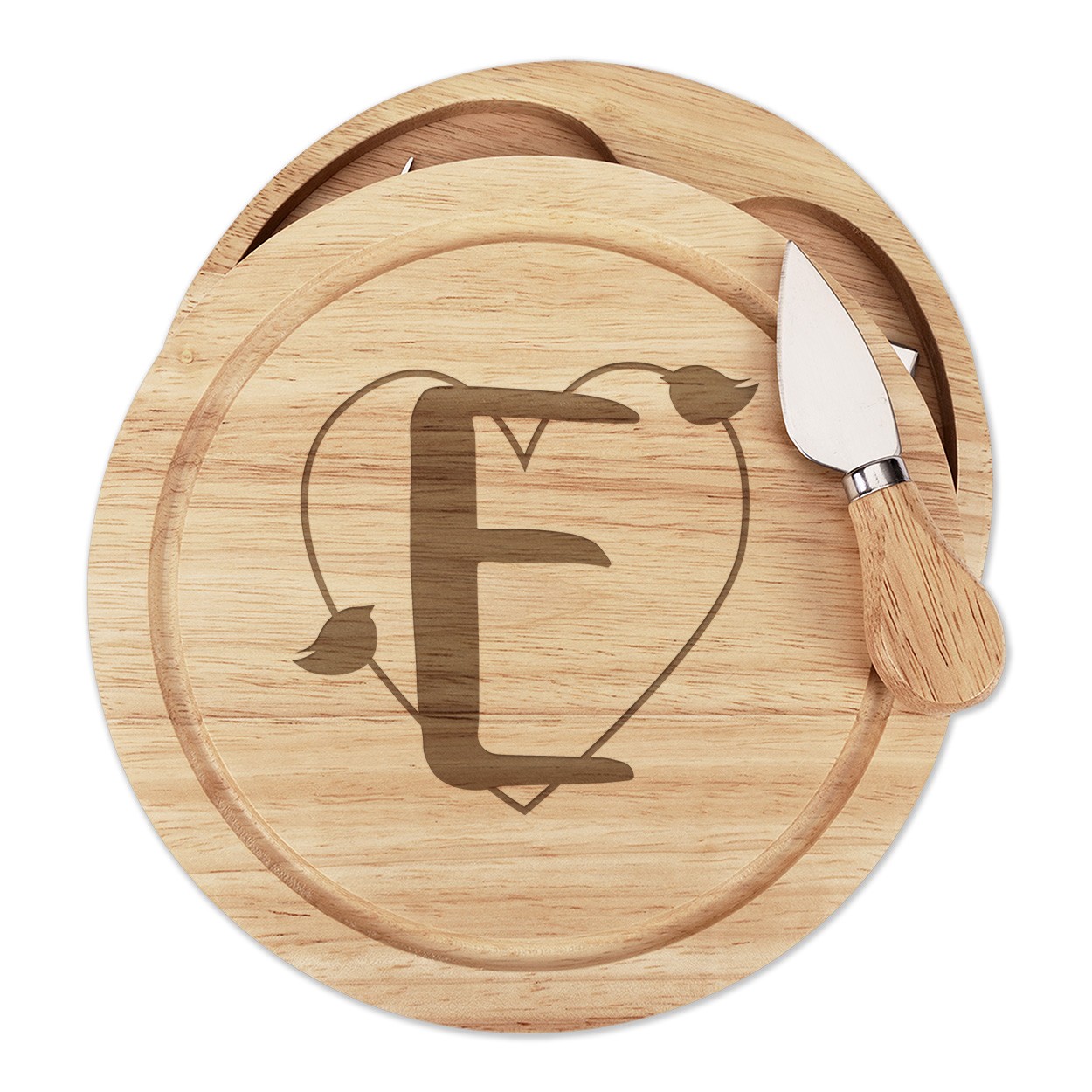 Letter E Heart Alphabet Cheese Board Knife Set Valentines Day Love