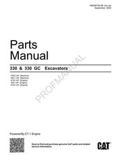 Caterpillar Cat 330 330 GC Excavator Parts Catalog Manual M0096793