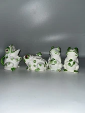 J.S. N.Y. Ceramic Polka Dot Frog Sugar Bowl Creamer Shakers Vintage Japan *READ*