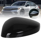 Left Driver Mirror Cover Cap Glossy Black NO-Signal For 2022-2025 Honda Civic