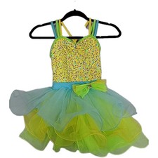 Weissman Girls Sequin Tutu Dance Costume Yellow Blue Child Medium