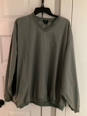Vintage Izod Mens Golf Shirt XL Green Pullover Windbreaker Pockets V-Neck