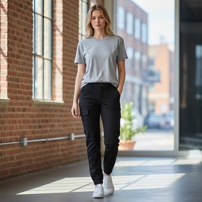 Athleta Wander Stash Skinny Pants Black Cargo Travel Hiking Stretch 353676 Wom 6
